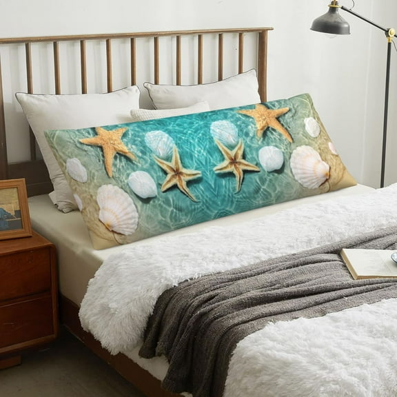 Body Pillow Cover - Starfish Seashell Summer Beach Soft Body Pillow Cover with Zipper, Comfort Body Pillow Pillowcase, Body Pillow Case Cover 20 x 54