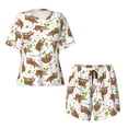 thumbnail image 5 of "Wukai Cute Sloth Women's Pajama Set - Short-Sleeve Top and Shorts with Elastic Waistband and Pockets for Loungewear, Yoga, and Casual Wear-, 5 of 8