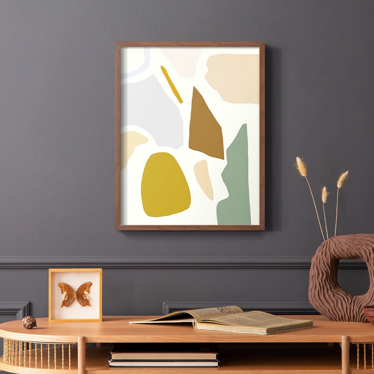 Pastel Splotches I Framed Print in Brown Solid Wood Framed Print No Nail Hanging