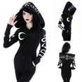 thumbnail image 2 of Honeeladyy Discount Gothic Hooded Zip Jackets Coats for women Cardigan Vintage Moon Printed Punk Goth Hoodie Plus Size Sweatshirt, 2 of 9