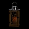 thumbnail image 3 of 13.5" Rustic Wood and Stainless Steel Lantern with LED Flameless Pillar Candle with Timer, 3 of 4
