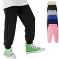 thumbnail image 4 of SILVERCELL Kids Solid Cotton Elastic Waist Joggers Long Pants Toddler Boy Girl Casual Bottoms Active Sweatpants 6M-11T, 4 of 4