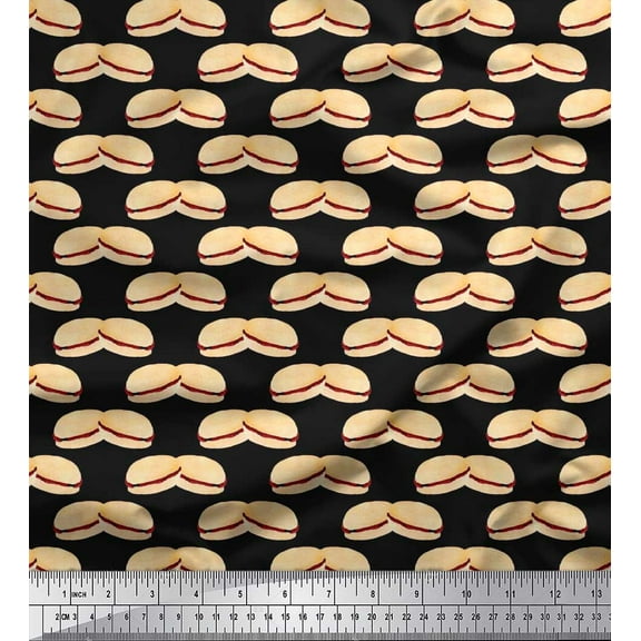 Soimoi Moss Georgette Fabric Burger Food Printed Fabric 1 Yard 42 Inch Wide