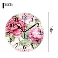 thumbnail image 2 of 14 Inch Wall Clock Battery Operated Silent Clock Decorative for Office, Kitchen, Outdoor, Living Room，Spring Summer Floral Vintage Style Beautiful Coral Roses Pattern, 2 of 4