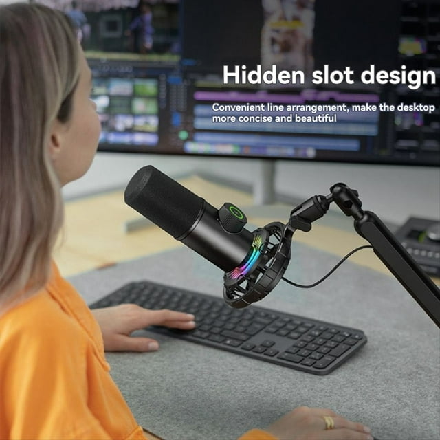 Microphone Bracket, Adjustable 360 ° Suspension Arm, Adjustable Rod Microphone Bracket, with Desktop Mounting Clip,A