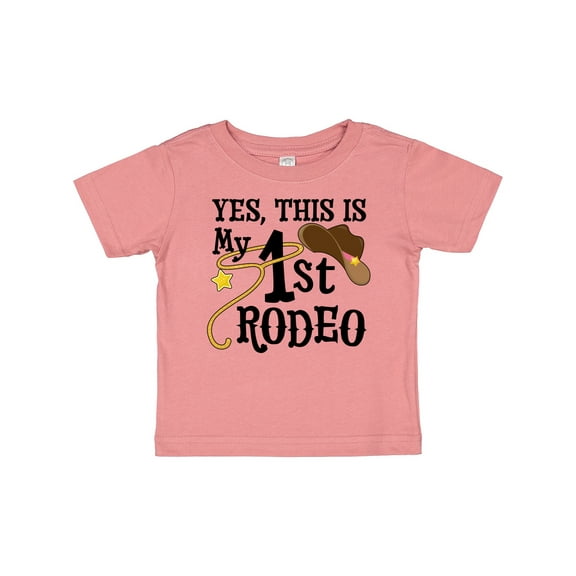 Inktastic Yes, This is My 1st Rodeo Cowboy Hat with Pink Band, Lasso Girls Baby T-Shirt