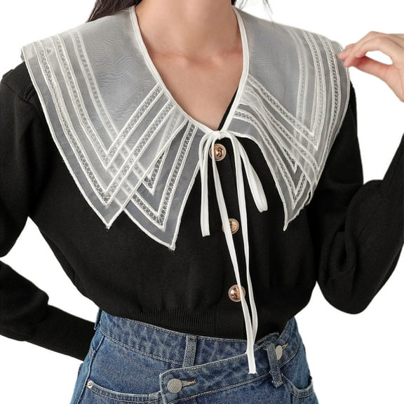 False Collar Detachable Shirt Collar Neck Warp Dickey Collar For Girls Double-layer Organza Cute Decorative Collar
