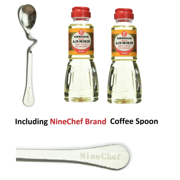 NineChef Bundle - Aji-Mirin Japanese sweet cooking rice wine - 10 oz x 2 bottles   1 NineChef Brand Coffee Spoon