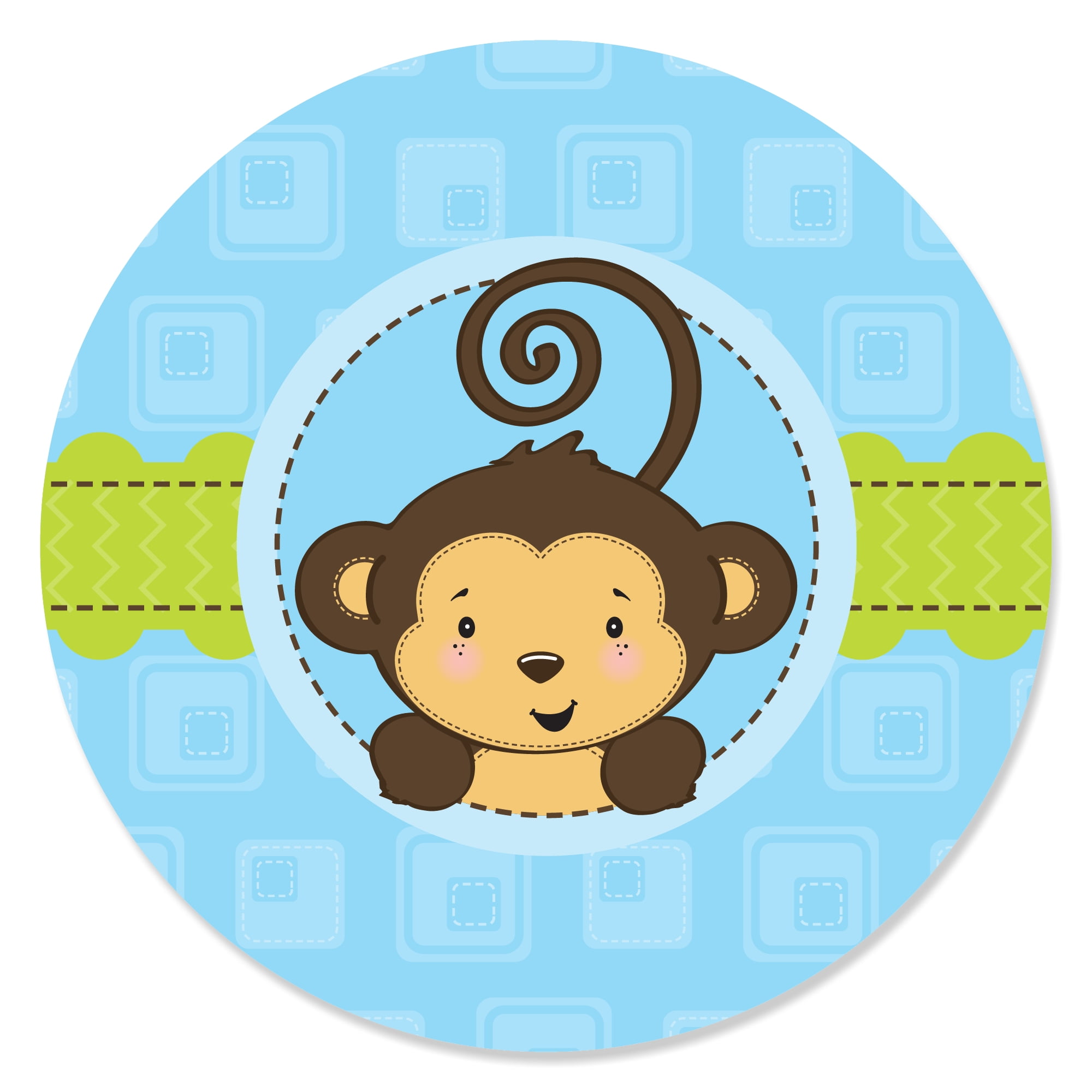 Set of 30 Monkey Thank You Sticker Labels for Kids Birthday or Baby Shower Party Favors 