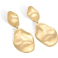 thumbnail image 5 of 14K Gold Plated 925 Sterling Silver Column Tear Drop Dangle Earrings| Lightweight Hammered Dangle Earrings for Women, 5 of 7