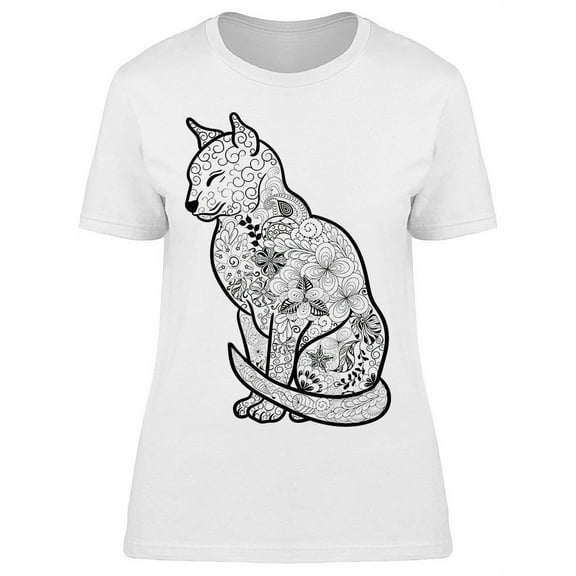 Cat Doodling Style T-Shirt Women -Image by Shutterstock, Female XX-Large