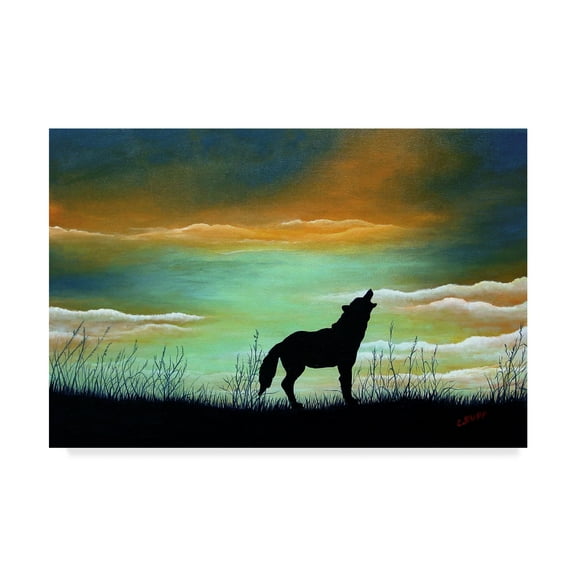 Trademark Fine Art 'Lone Wolf Silhouette' Canvas Art by Carol J Rupp