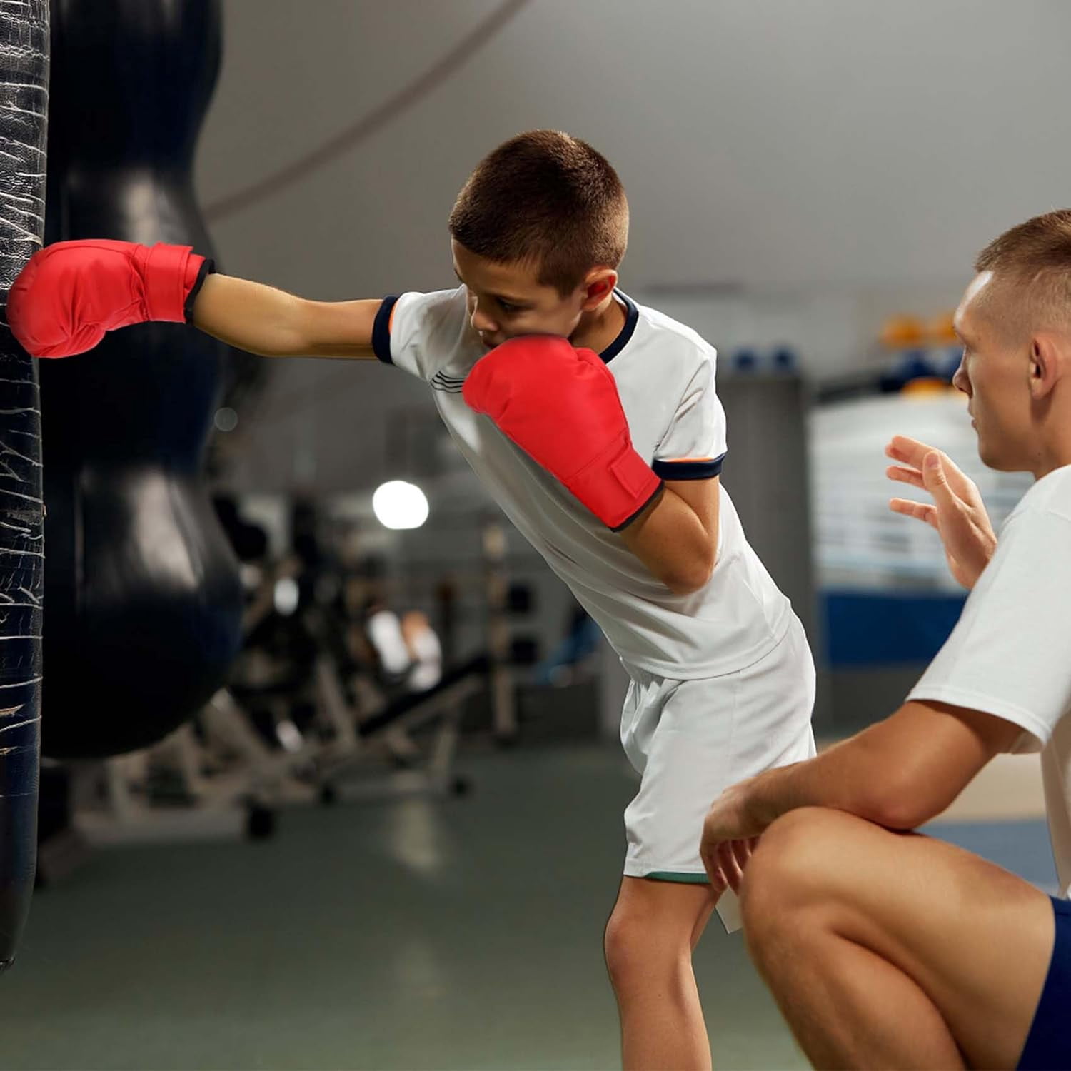 2-Pair Boxing Gloves for Men and Women, Suitable for Beginners and Children, Professional Shockproof Leather Sparring and Training Glove Set
