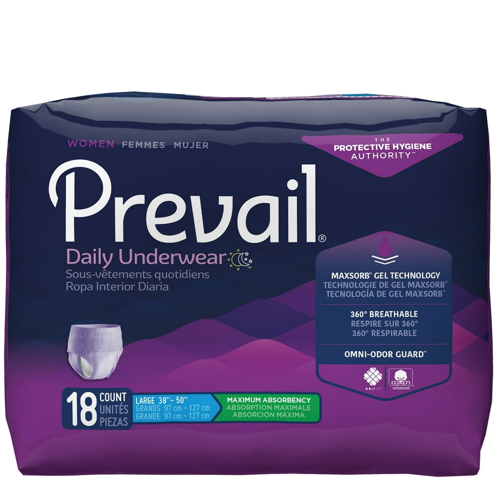Prevail Maximum Absorbency Incontinence Underwear for Women, Large, 18