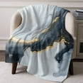 thumbnail image 2 of Flannel Fleece Throw Blanket Grey Marble Gold Foil Lightweight Soft Plush Blankets,Gradient Abstract Art Cozy Warm Throw Blanket for Couch Sofa Bed Car Office All Season Use 40x60in, 2 of 9