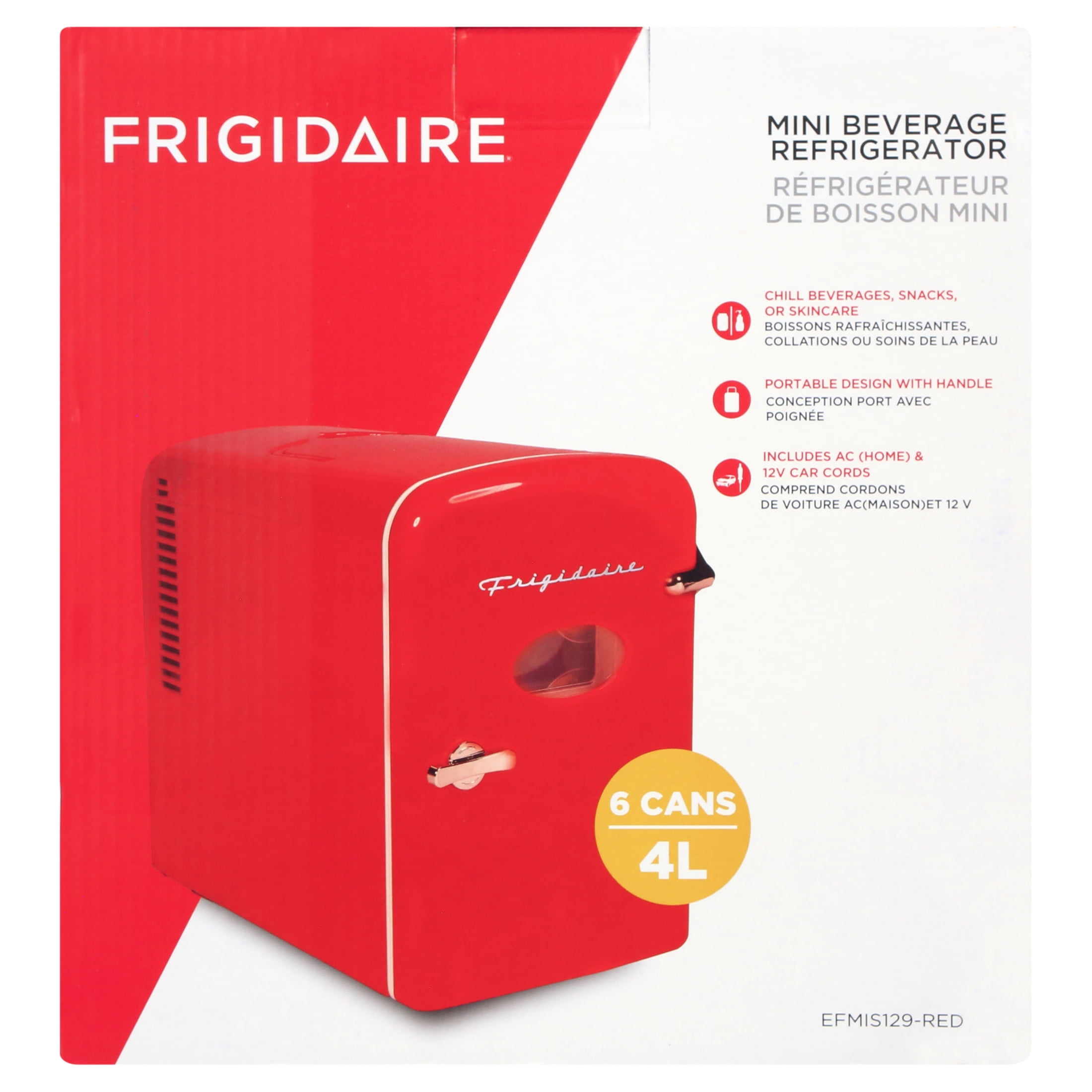 Frigidaire 6Can Portable Retro Mini Fridge, Tabletop Beverage Cooler, Red  (图3)