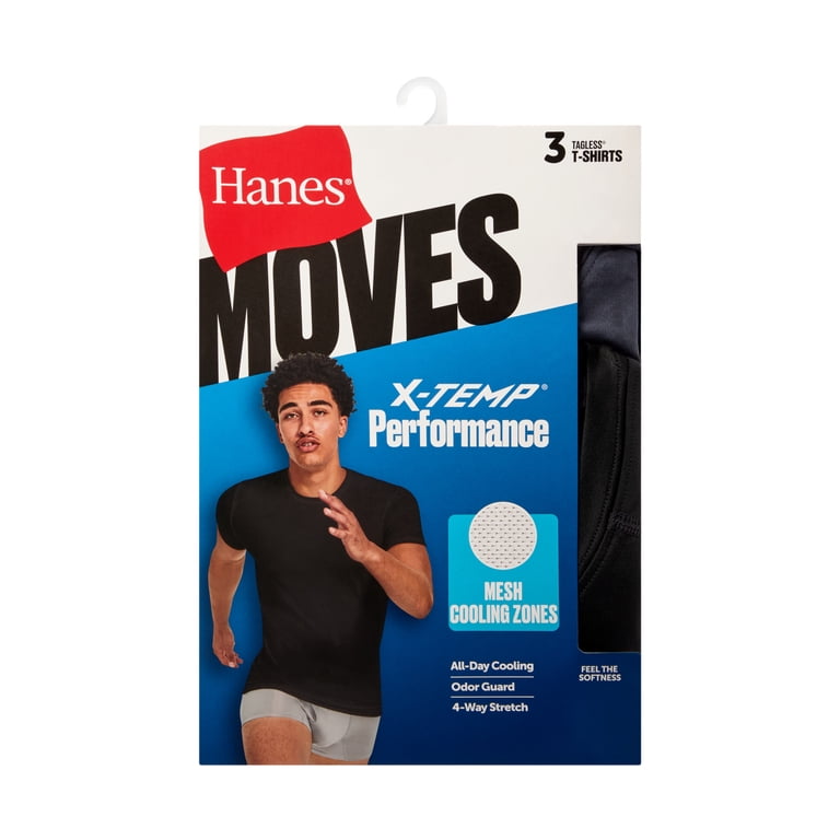 Hanes Men's X-Temp Sportshirt – Moisture Wicking, UPF 40+, Black, Size L