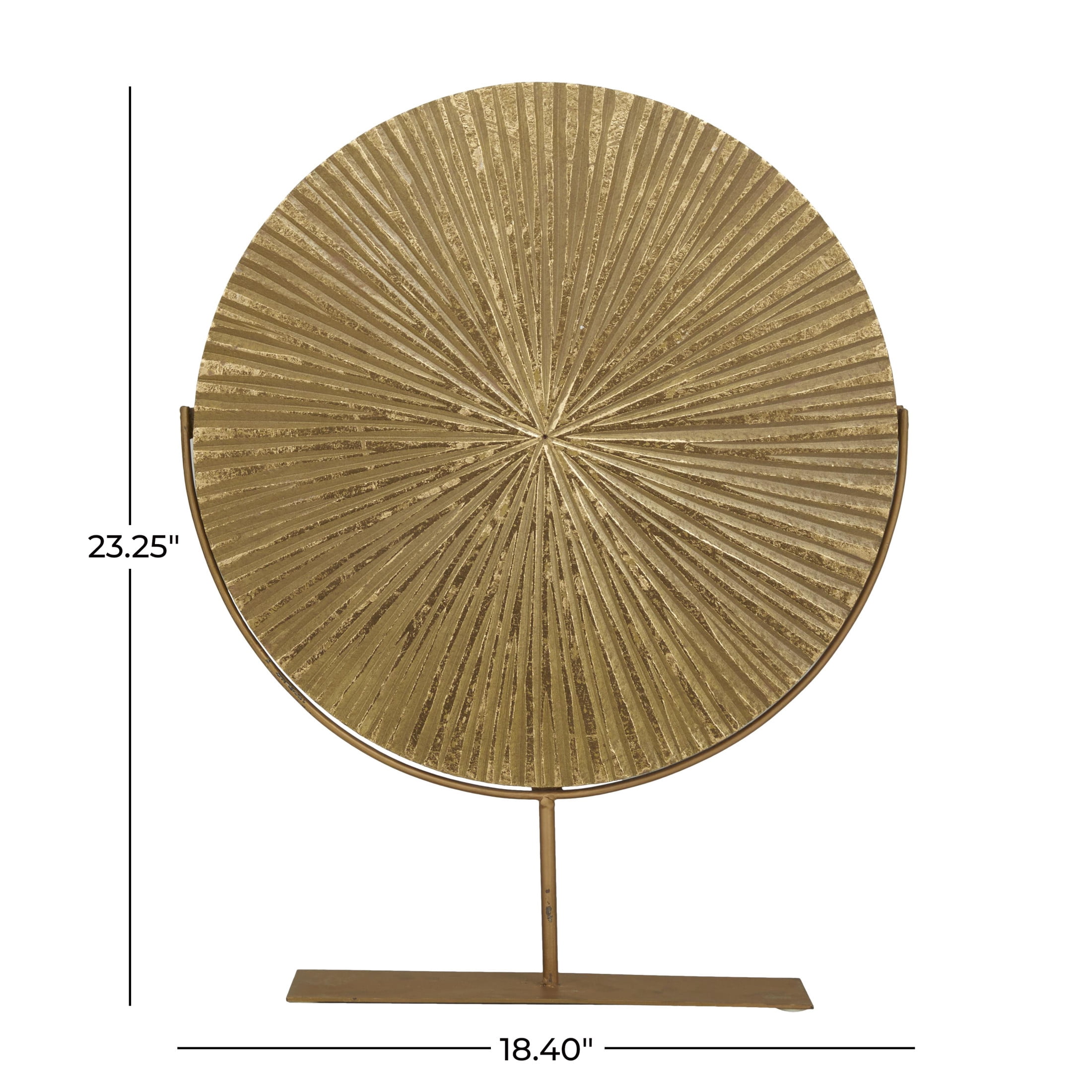 18" x 23" Gold Metal Textured Round Disk Starburst Sculpture with Stand, by CosmoLiving by Cosmopolitan