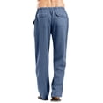 thumbnail image 4 of Mens Linen Pants Beach Straight Leg Pants Baggy Drawstring Elastic Waist 2026 Summer Big and Tall Trouser with Pockets Light Blue 3XL, 4 of 5
