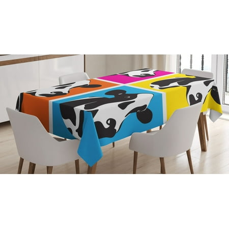 

Cattle Tablecloth Pop Art Style Cow Head Portraits Composition in Vibrant Colors Graphic Illustration Rectangular Table Cover for Dining Room Kitchen 60 X 90 Inches Multicolor by Ambesonne