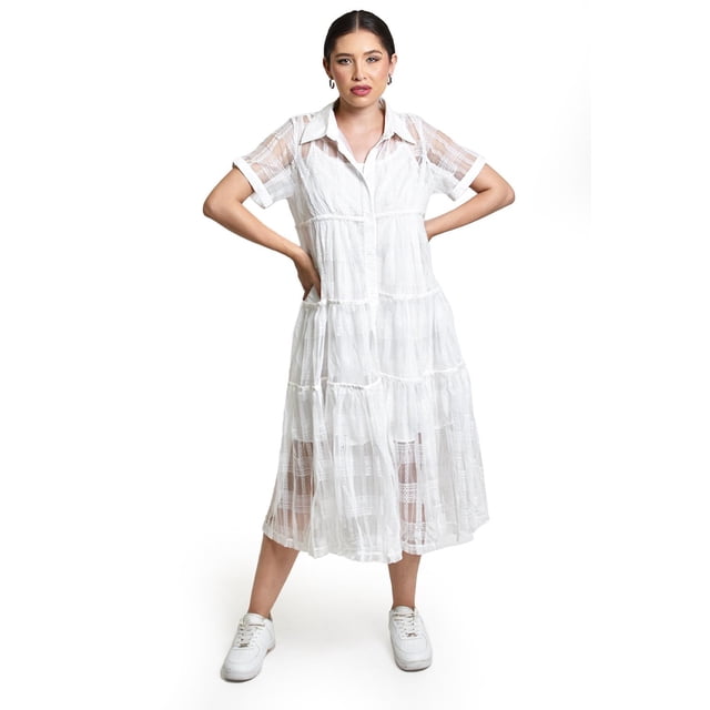 Vestido de malla transparente Roman Fashion /Juvenil, 10800 (Blanco) blanco M