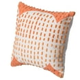 thumbnail image 2 of 16" Handwoven Cotton Throw Pillow Cover with Ribbed Line Dots and Wave Border, Coral, 2 of 8