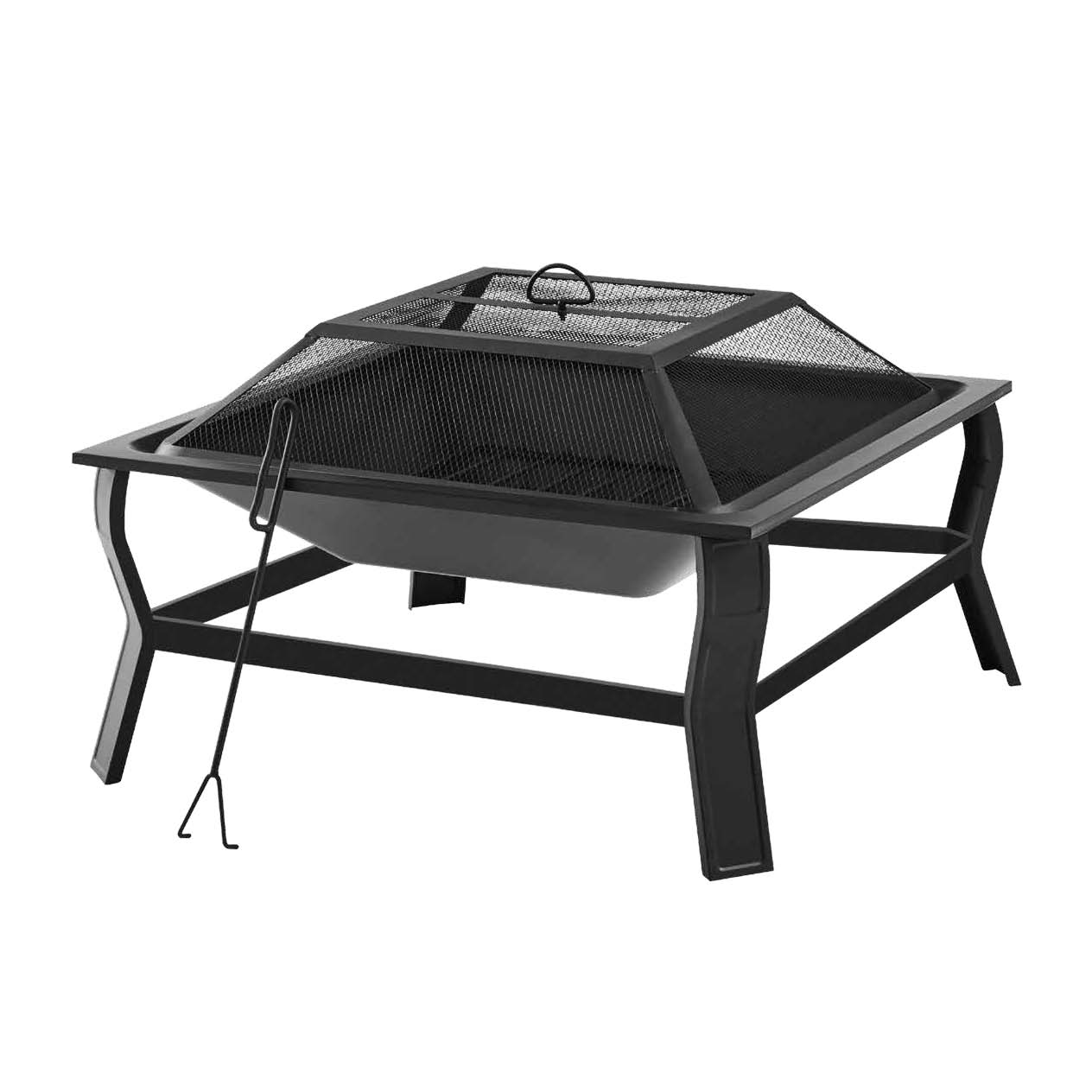 Mainstays Greyson 30” Square Wood Burning Fire Pit with Mesh Screen, Steel Fire Pit - image 2 of 9
