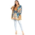 thumbnail image 5 of Sakkas Darsy Women's Pirate Boho Loose Floral Print Top Blouse Long Sleeve Trendy - 561-Blue - L/XL, 5 of 5