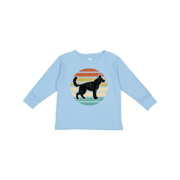 Inktastic German Shepherd Silhouette Vintage Retro Boys or Girls Long Sleeve Toddler T-Shirt