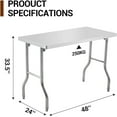 thumbnail image 2 of BeesClover Commercial Worktable Workstation, Stainless Steel Folding Table with Metal Adjusting Foot for Kitchen, 2 of 7