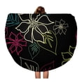 thumbnail image 1 of SIDONKU 60 inch Round Beach Towel Blanket Brown Hawaiian Aloha Pattern Flower Tiki Tropical Beach Luau Travel Circle Circular Towels Mat Tapestry Beach Throw, 1 of 2