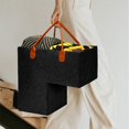 thumbnail image 2 of Stair Basket with Leather Handles Felt L-Shape Stair Step Bin Space Saving Staircase Storage Organizer, 2 of 8