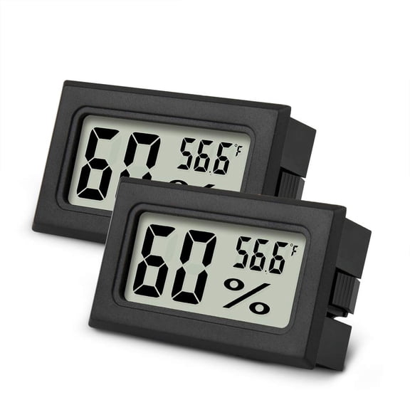 2Pcs Mini Hygrometer Thermometer Mini Digital Humidity Gauge, Hygrometer Indoor Humidity Monitor Temperature Humidity Gauge Meter for Greenhouse Garden Cellar Closet Etc
