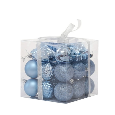 

28PCS Christmas Ball Hanging Decor Christmas Electroplated Bright Ball Pendant Delicate Christmas Party Decoration for Home Tree Window Decor Blue