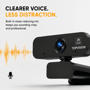 TOPVISION Webcam for PC, USB Computer Camera with Microphone, Plug & Play Web Camera for Desktop Computer/Laptop, Zoom,Google Meet,Teams, Streaming, Compatible with Windows Mac Linux
