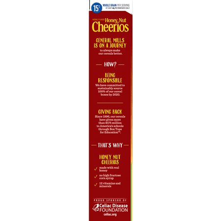 Honey Nut Cheerios Gluten Free Breakfast Cereal, 21.6 oz