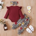 thumbnail image 4 of 12 Months Baby Girls Clothes 18 Months Girls 3PCS Fall Winter Clothing Set Letter Print Toddler Girls Long Sleeve Top Pants Headband Set Red, 4 of 8