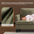 thumbnail image 3 of Ktaxon 83" Sofa with 3 Seater, Faux Suede Couch with Deep Seat, Ergonomic Design, Removable Cushions for Living Room Bedroom Office, Olive Green, 3 of 8