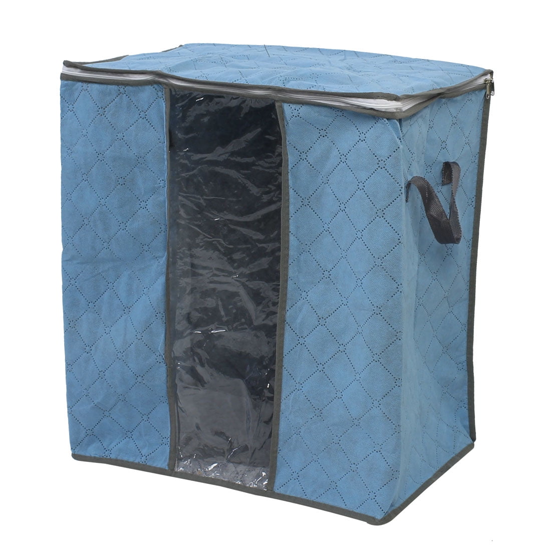 Unique Bargains Non Woven Fabric Family Quilt Clothes Dustproof Zippered Storage Bag Blue