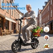 DYU Electric Scooter for Adults,14 Tires Escooter with Seat & Basket, 500W Peak Motor,36V 10AH Battery,20MPH 25Miles Long Range, City Commuter E Bike with Cargo Capability