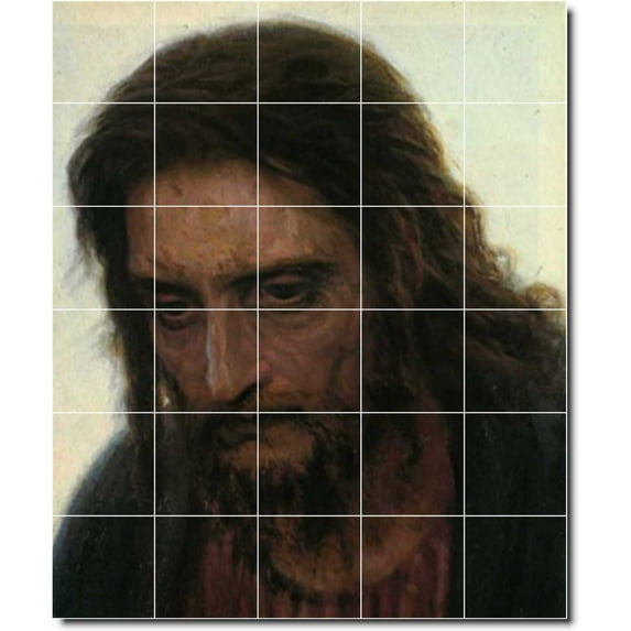 Ceramic Tile Mural-Ivan Kramskoy Religious Custom Tile Mural 25. 21.25" w x 25.5" h using (30) 4.25 x 4.25 ceramic tiles