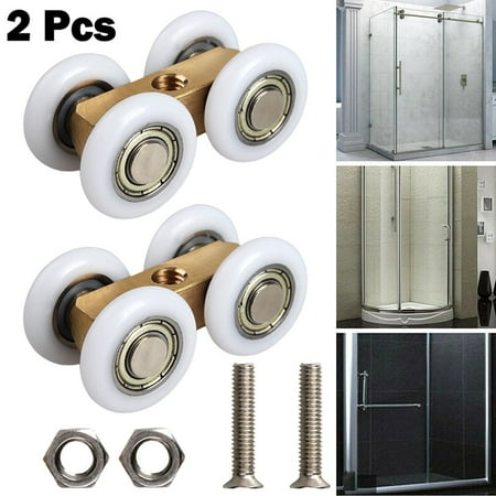 

2PCS Shower Room Copper Four-Wheel Hanging Pulley Roller For Bathroom Slide Door