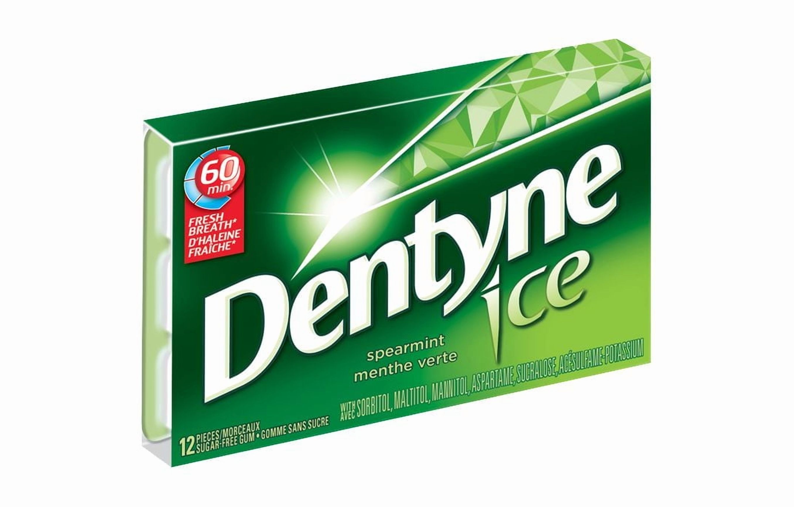 Dentyne Ice Saveurs assorties, gomme sans sucre, 4 paquets (12 morceaux par paquet)