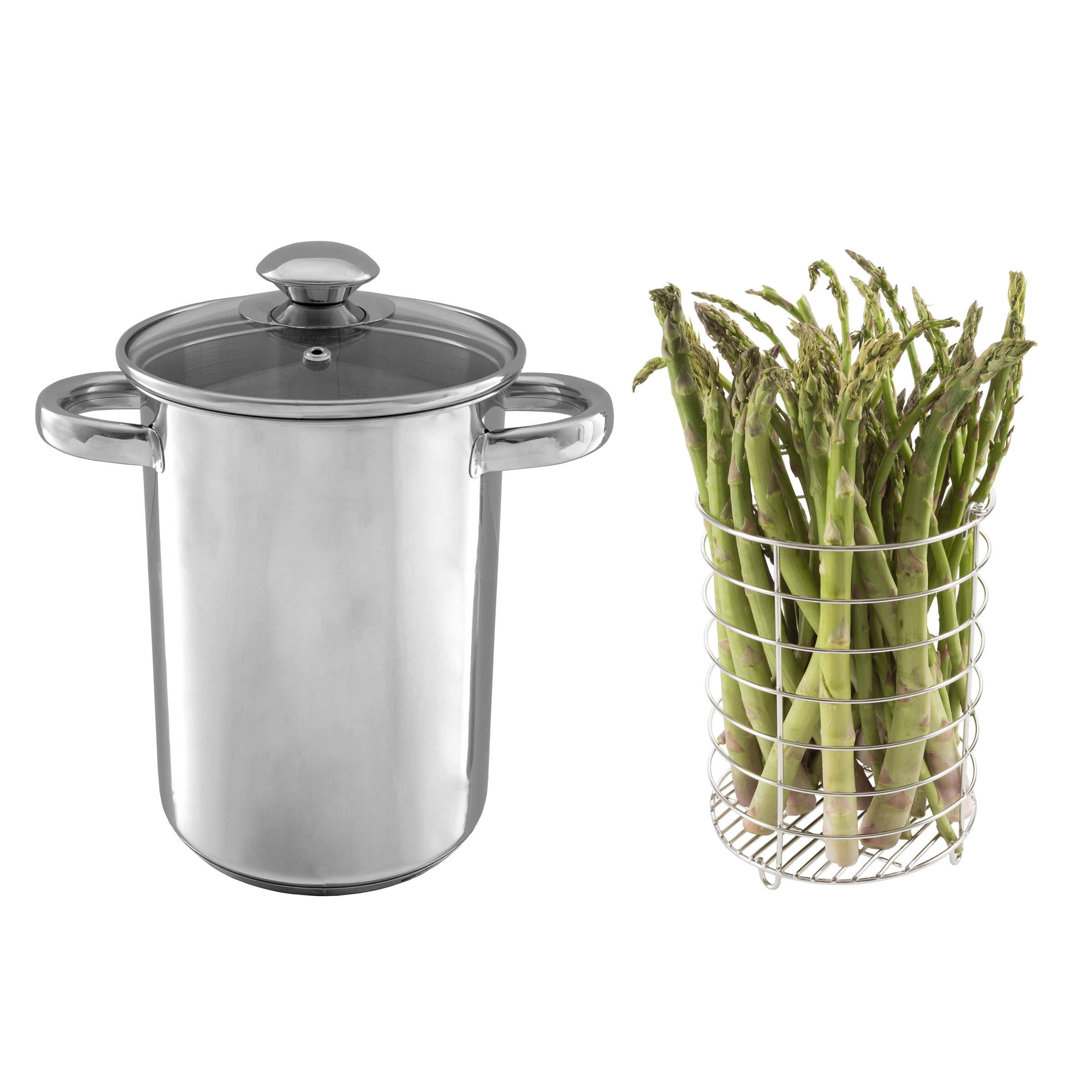 Asparagus Pot Stainless Steel Steamer Cooker with Basket and Lid Pasta 16cm  4L