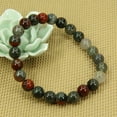 thumbnail image 3 of Natural African Bloodstone Gemstone 8mm Round Beads Stretch Bracelet 7" Unisex, 3 of 5