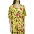 thumbnail image 5 of Bimba Women's Floral Printed Yellow Full Kimono Sleeve With Drawstring Kaftan-4, 5 of 5