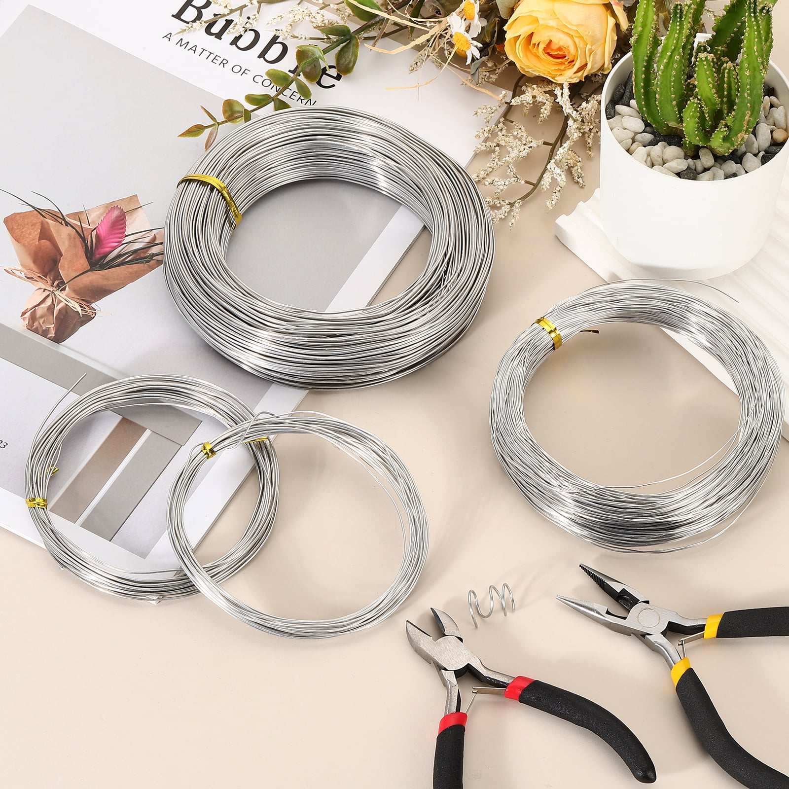 Uxcell 100m 0.4mm Aluminum Craft Wire for DIY Jewelry Making Beading Floral 2 Pcs