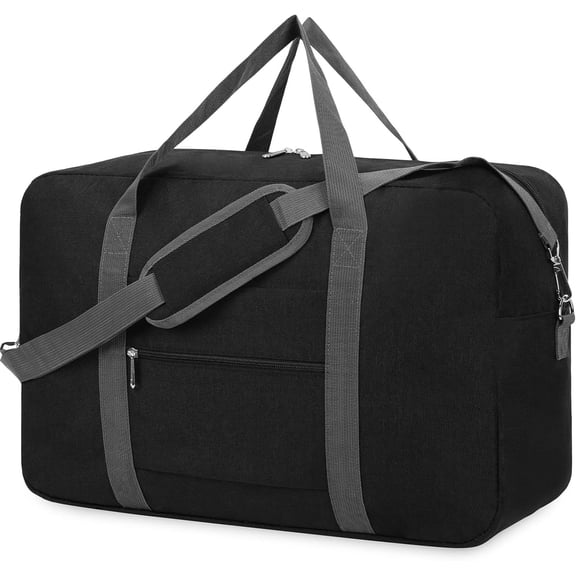 Large Carry on Luggage 22x14x9 Airline Approved,Foldable Travel Duffle Bag with Shoulder Strap,Packable Weekend Bag 40L for Women Men(Black)