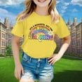 thumbnail image 2 of Tfken Summer Girls Tshirts Print Short Sleeve Crew Neck Tops Trendy Daily Wear Children Soft Tops Yellow Size 3-4 Years, 2 of 4