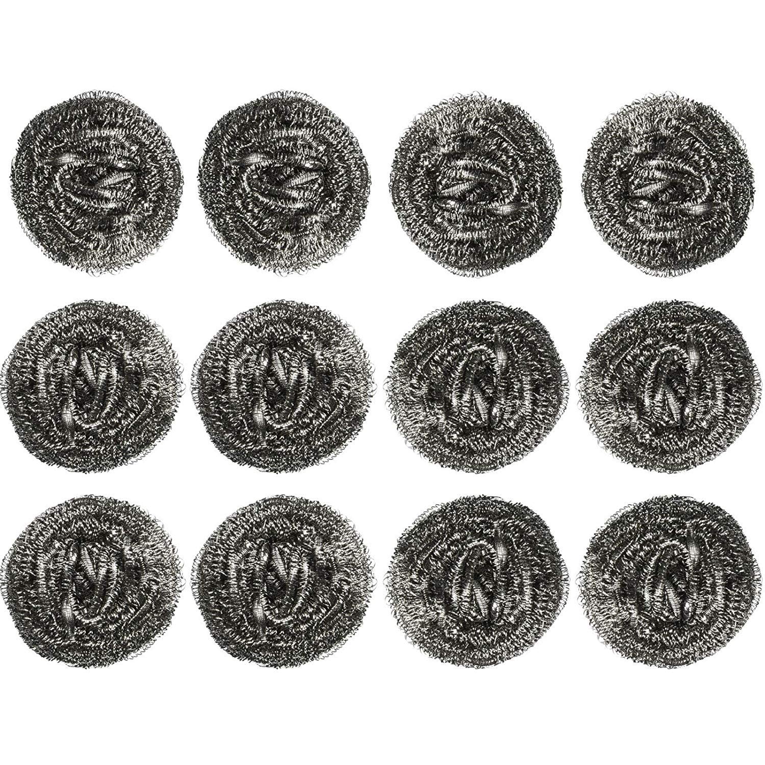 Wideskall Stainless Steel Kitchen Cleaning Sponges Scouring Pad Steel Wool Scrubbers Pack of 12